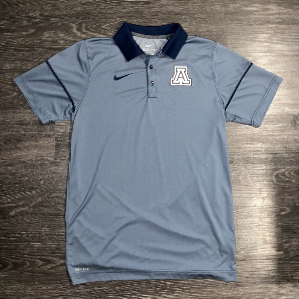 Nike Men's University of Arizona Light Blue Polo with Navy Collar
